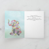 Whimsical Floral Baby Elephant Birthday Card Kaart (Binnen)