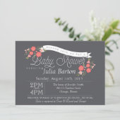 Whimsical Floral Baby shower Invitation, Rosey Kaart (Staand voorkant)