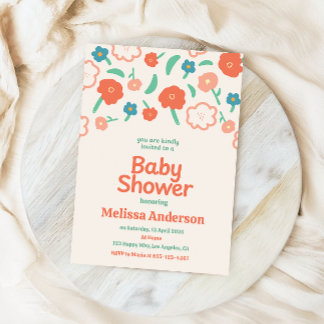 Whimsical Floral Baby shower Uitnodiging voor Meis