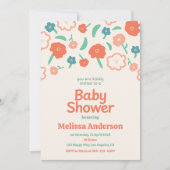 Whimsical Floral Baby shower Uitnodiging voor Meis (Voorkant)