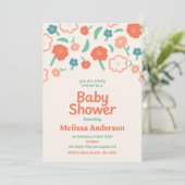 Whimsical Floral Baby shower Uitnodiging voor Meis (Staand voorkant)