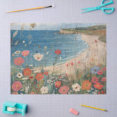Whimsical Floral Beach Schilderij Rustieke Decoupa Tissuepapier (Craft)