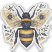 Whimsical Floral Bee Sticker (Voorkant)