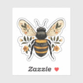 Whimsical Floral Bee Sticker (Vel)