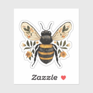 Whimsical Floral Bee Sticker