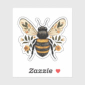 Whimsical Floral Bee Vinyl Sticker (Vel)