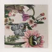 Whimsical Floral Beer feeën Waterverf kunst Legpuzzel (Horizontaal)