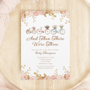 Whimsical Floral  Bike Baby shower Kaart