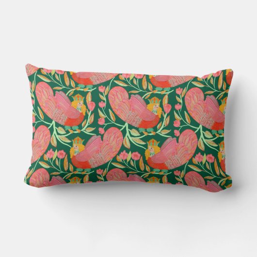 Whimsical Floral Bird Sierkussen Sierkussen Kussen (Achterkant)