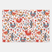 Whimsical Floral Birds Scandinavian Wrapping Paper (Voorkant 2)