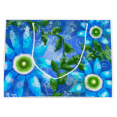 Whimsical Floral Blauwgroen Blauw Groen Daisy Dais Groot Cadeauzakje (Voorkant)