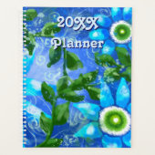 Whimsical Floral Blauwgroen Blauw Groen Daisy Dais Planner (Voorkant)