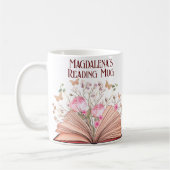 Whimsical Floral Book Lover Bookish Name Reading Koffiemok (Links)