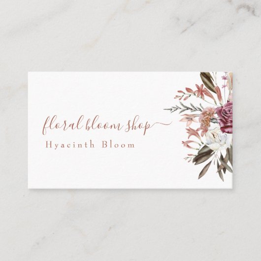 Whimsical Floral Bouquet Terracotta Visitekaartje (Voorkant)