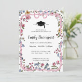 Whimsical Floral Bow Afstuderen foto op de rug Kaart (Staand voorkant)