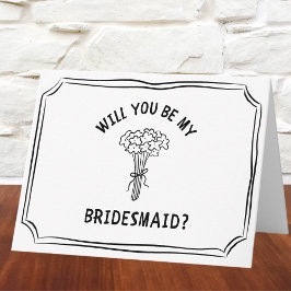 Whimsical Floral Bow Bouquet Bruidsmeisje voorstel Kaart