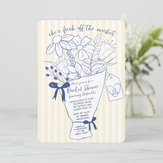 Whimsical Floral Bridal Shower Invitation Kaart (Staand voorkant)