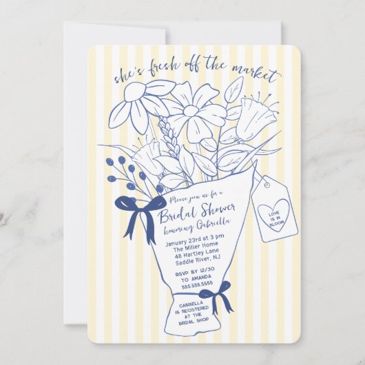 Whimsical Floral Bridal Shower Invitation Kaart (Voorkant)