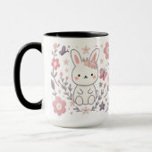 Whimsical Floral Bunny Ceramic Mug Mok (Links)