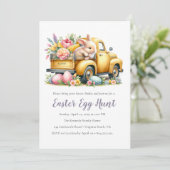 Whimsical Floral Bunny Easter Egg Hunt uitnodiging (Staand voorkant)