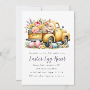 Whimsical Floral Bunny Easter Egg Hunt uitnodiging