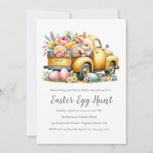 Whimsical Floral Bunny Easter Egg Hunt uitnodiging
