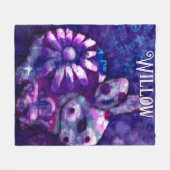 Whimsical Floral Bunny Konijn gepersonaliseerd Fleece Deken (Voorkant (Horizontaal))