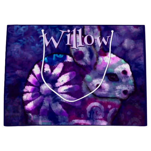 Whimsical Floral Bunny Konijn gepersonaliseerd Groot Cadeauzakje (Voorkant)