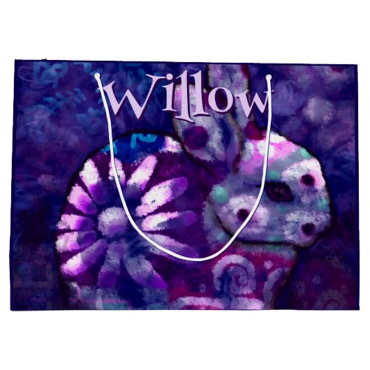 Whimsical Floral Bunny Konijn gepersonaliseerd Groot Cadeauzakje (Achterkant)