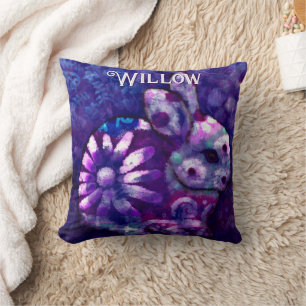 Whimsical Floral Bunny Konijn gepersonaliseerd Kussen