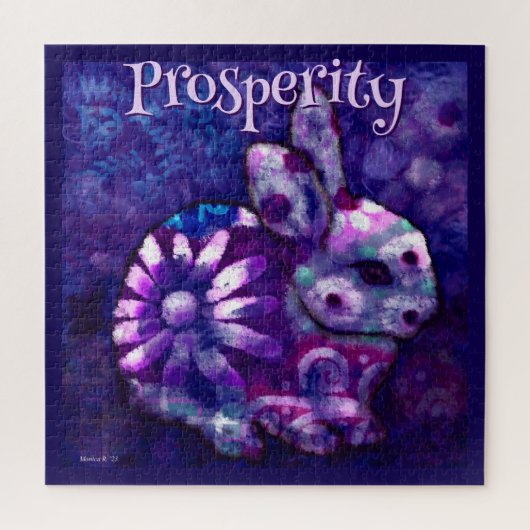 Whimsical Floral Bunny Konijn gepersonaliseerd Legpuzzel (Verticaal)