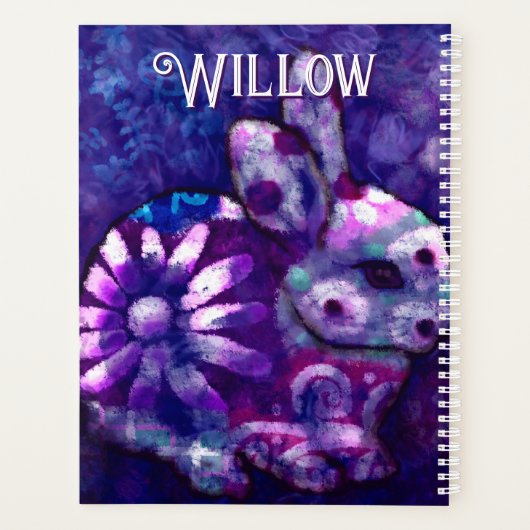 Whimsical Floral Bunny Konijn gepersonaliseerd Planner (Achterkant)