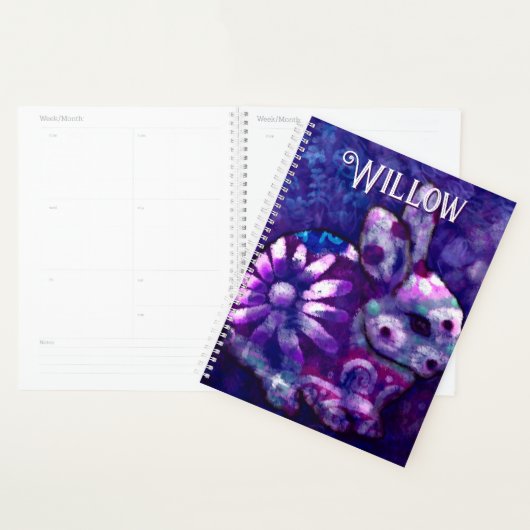 Whimsical Floral Bunny Konijn gepersonaliseerd Planner (Display)