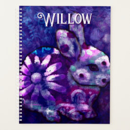 Whimsical Floral Bunny Konijn gepersonaliseerd Planner