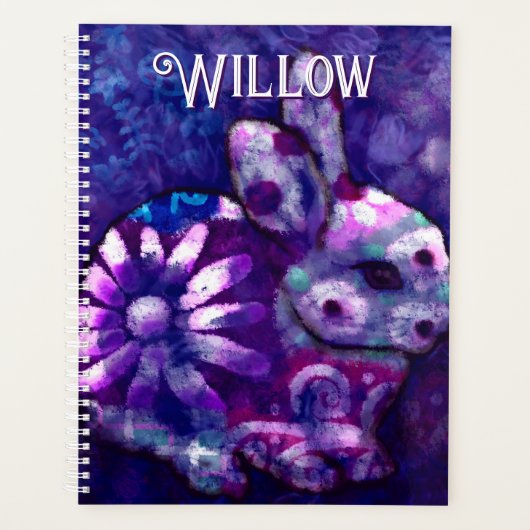 Whimsical Floral Bunny Konijn gepersonaliseerd Planner (Voorkant)