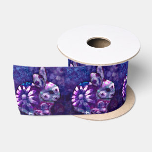 Whimsical Floral Bunny Konijn gepersonaliseerd Satijnen Lint
