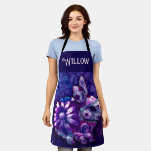 Whimsical Floral Bunny Konijn gepersonaliseerd Schort
