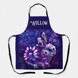 Whimsical Floral Bunny Konijn gepersonaliseerd Schort