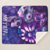 Whimsical Floral Bunny Konijn gepersonaliseerd Sherpa Deken (Voorkant (horizontaal))