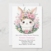 Whimsical Floral Bunny Meisje Baby shower Kaart (Voorkant)