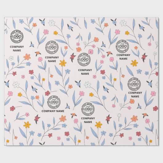 Whimsical Floral Business Logo Bloom Cadeaupapier (Vlak)