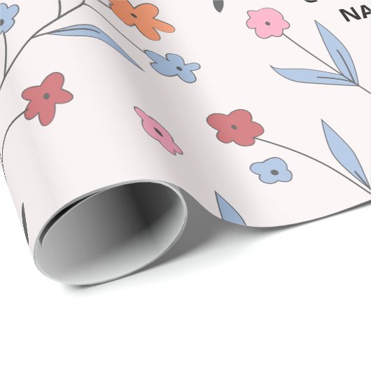 Whimsical Floral Business Logo Bloom Cadeaupapier (Rol Hoek)