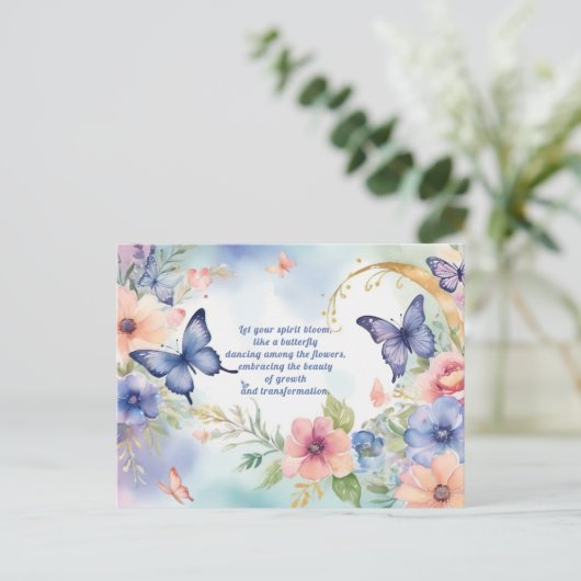 Whimsical Floral Butterfly Art Tijdloze schoonheid Briefkaart (Staand voorkant)