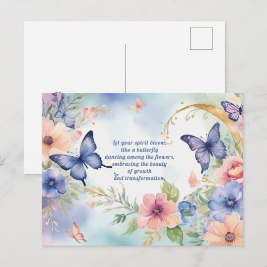 Whimsical Floral Butterfly Art Tijdloze schoonheid Briefkaart (Voorkant / Achterkant)