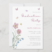 Whimsical Floral Butterfly Graduation Party Foto Kaart (Voorkant)