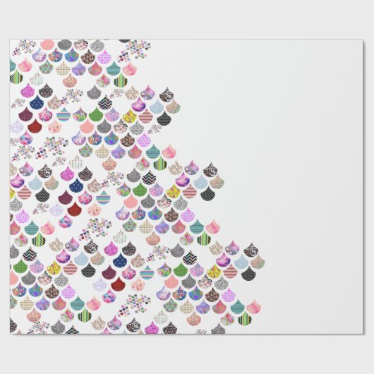 Whimsical Floral Chevron Scalloped Pattern Cadeaupapier (Vlak)