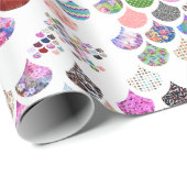 Whimsical Floral Chevron Scalloped Pattern Cadeaupapier (Rol Hoek)