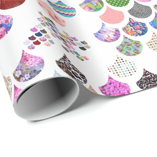 Whimsical Floral Chevron Scalloped Pattern Cadeaupapier (Rol Hoek)