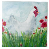 Whimsical Floral Chicken Tegeltje (Voorkant)