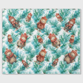 Whimsical Floral Christmas Beren Cadeaupapier (Vlak)